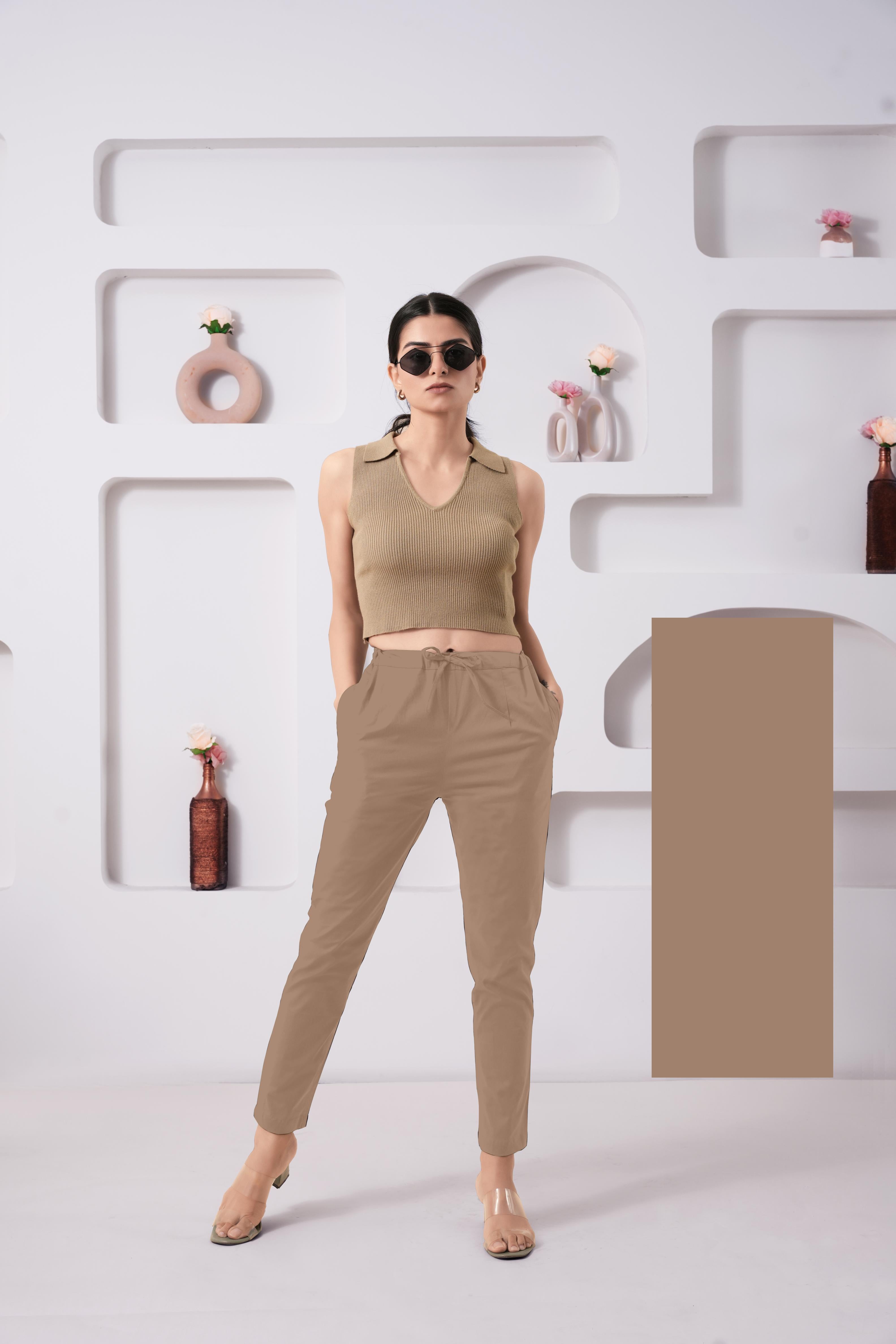 LarQi Light Ecru Stretch Pants