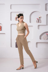 LarQi Light Ecru Stretch Pants