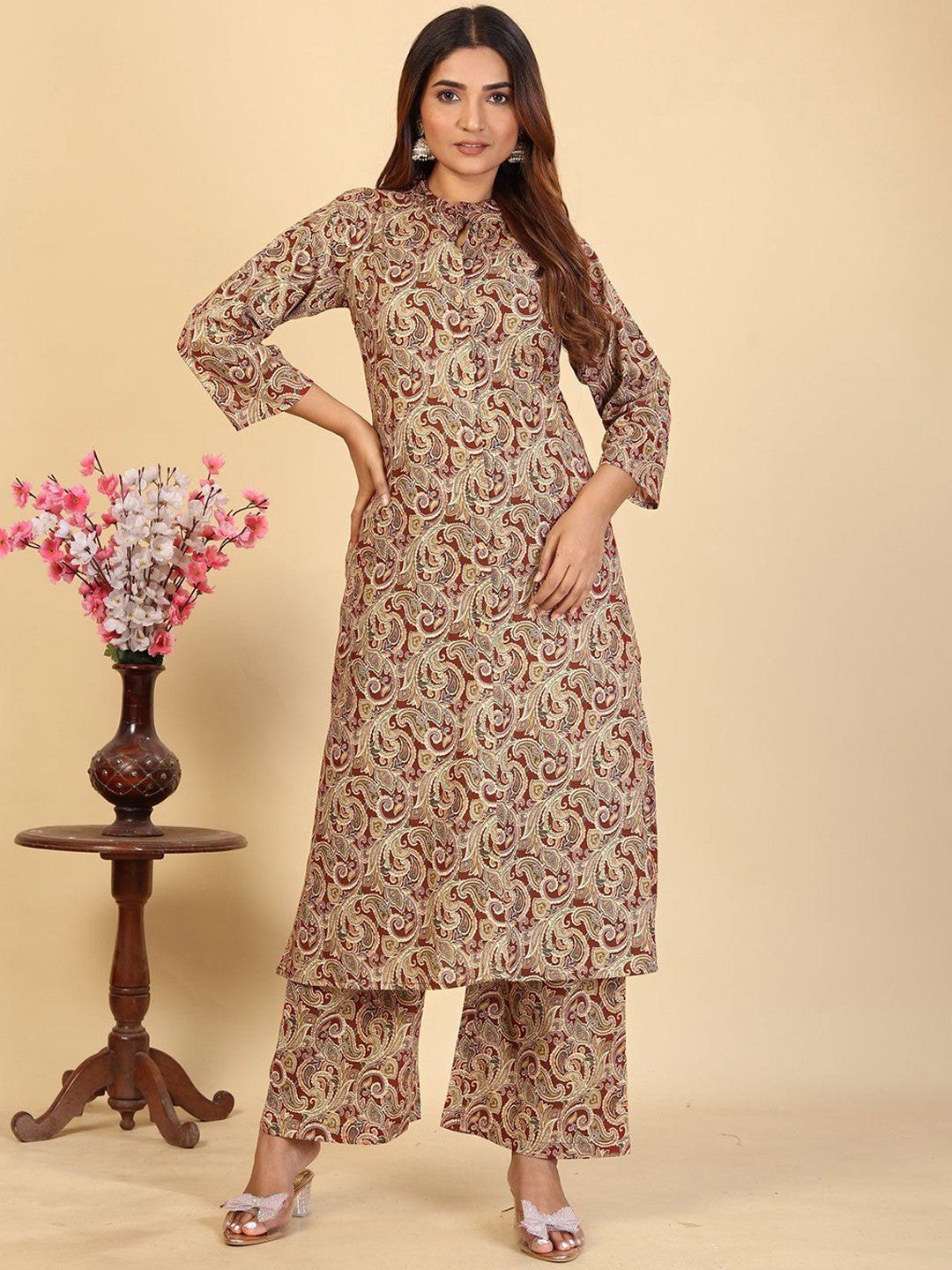Larqi Women Pure Cotton Beige Co Ords
