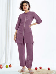 Larqi Women Silk Blend Purple 3 Pcs Set