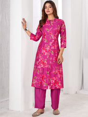 Larqi Women Silk Blend Pink 3 Pcs Set