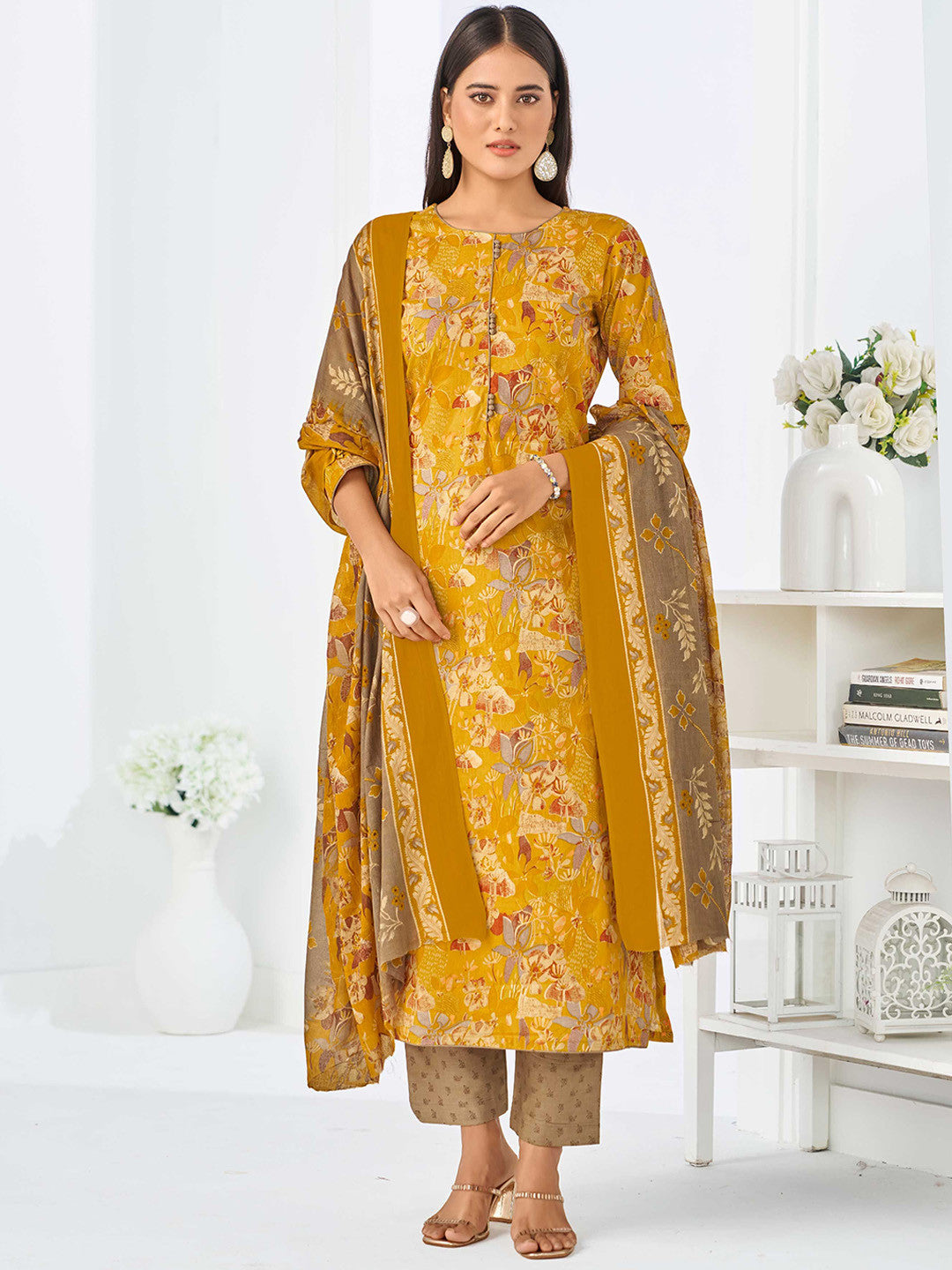 Larqi Women Pure Cotton Yellow 3 Pcs Set
