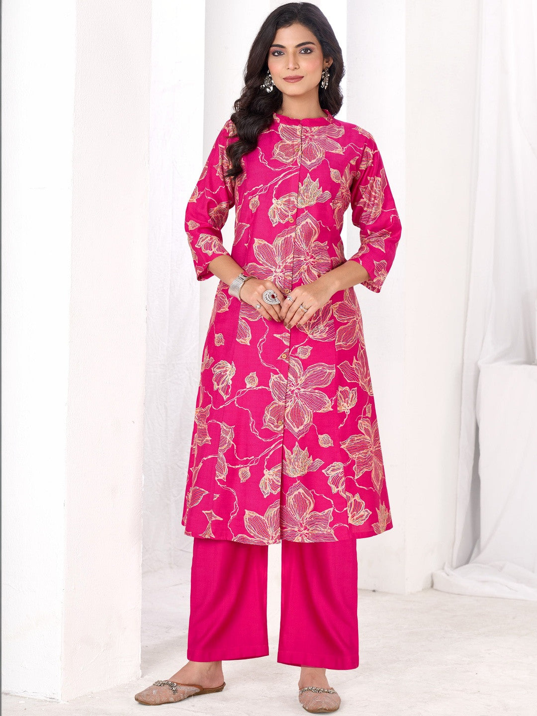 Larqi Women Silk Blend Pink 3 Pcs Set