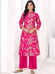 Larqi Women Silk Blend Pink 3 Pcs Set