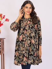 Larqi Women Viscose Rayon Black Tunics