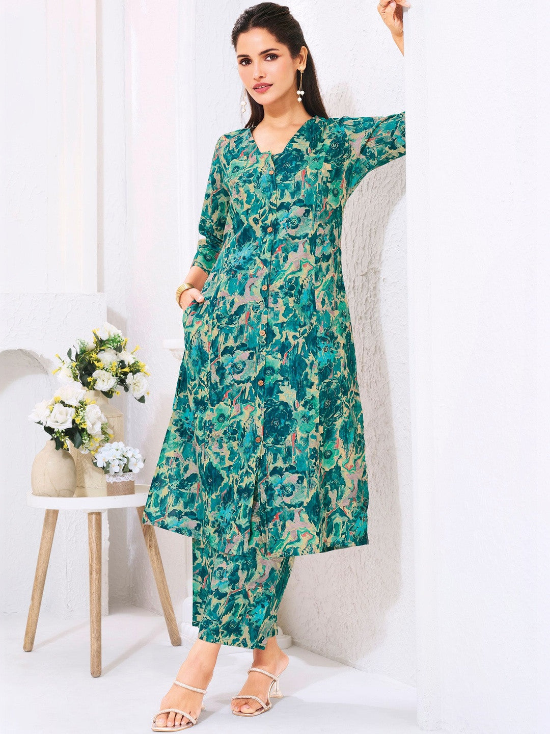 Larqi Women Pure Cotton Blue Co Ords
