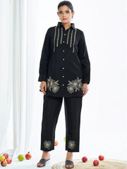 Larqi Women Silk Blend Black 3 Pcs Set