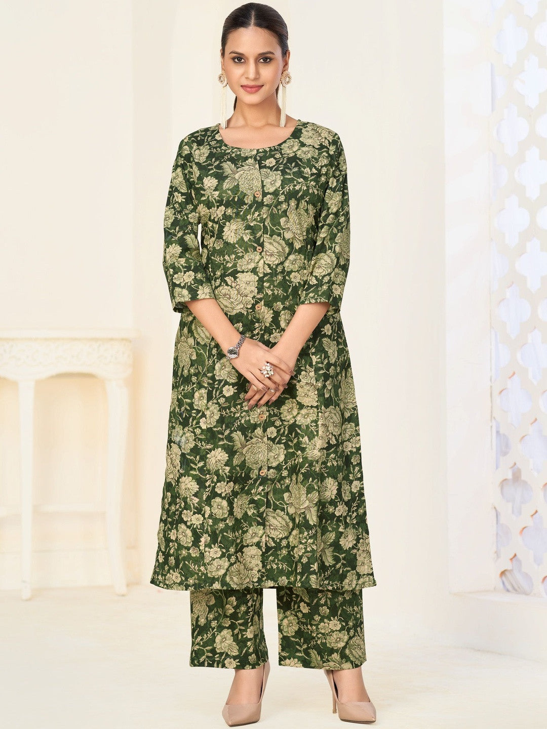 Larqi Women Pure Cotton Green Co Ords