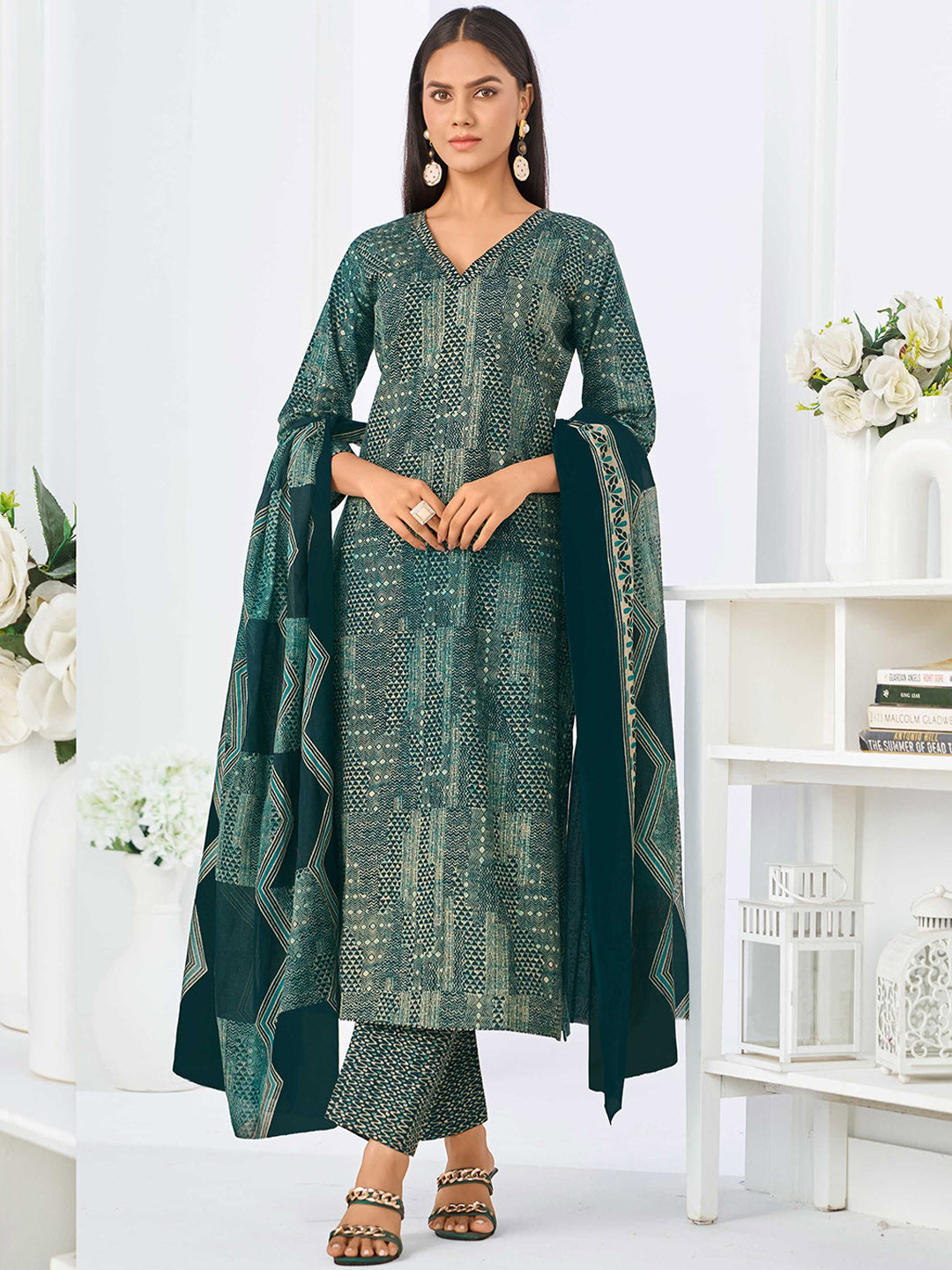 Larqi Women Pure Cotton Blue 3 Pcs Set