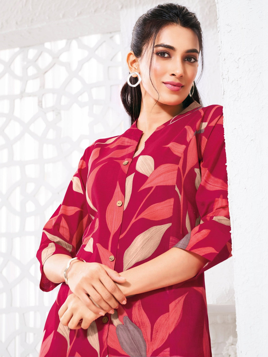 Larqi Women Pure Cotton Pink Co Ords