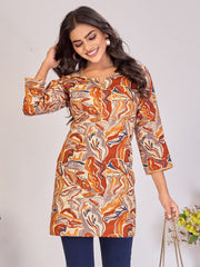 Larqi Women Pure Cotton Orange Tunics