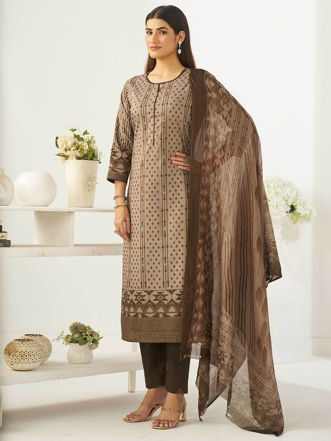 Larqi Women Pure Cotton Beige 3 Pcs Set